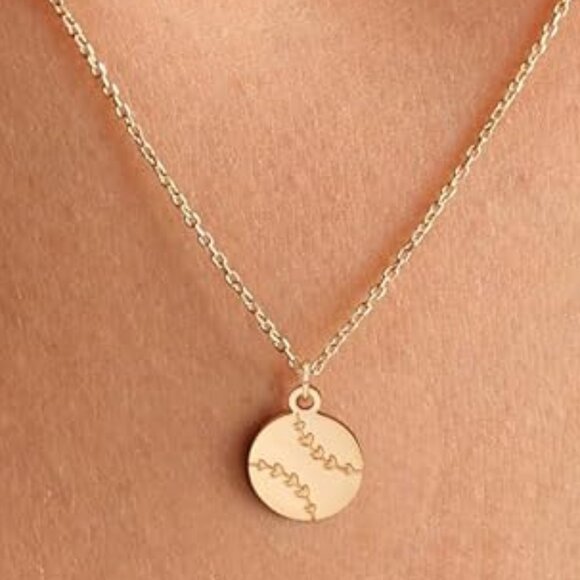 Neiman Marcus 14k Gold Plated Baseball Pendant Necklace - Picture 1 of 6